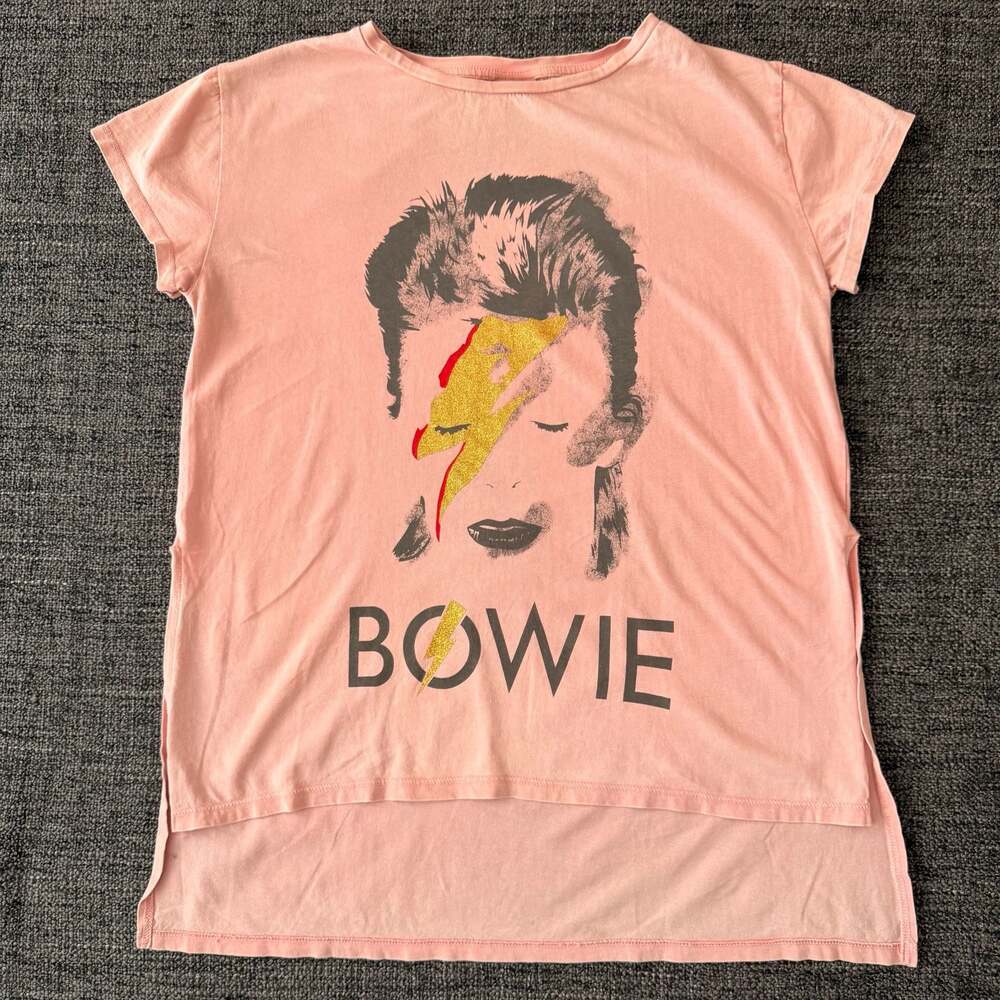 Zara Girls David Bowie Ziggy Stardust Pink High-Low T-Shirt